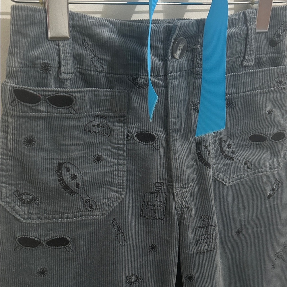 Anthropologie The Colette Crop Wide Leg Embroidered Corduroy Pants by Maeve - Picture 7 of 12